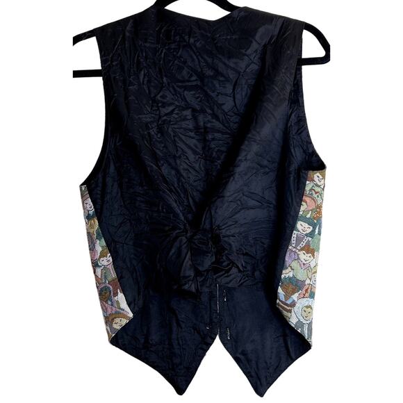 VTG Clio Button Up Vest Women Medium Children of the World Tapestry MADE IN USA - Picture 2 of 10